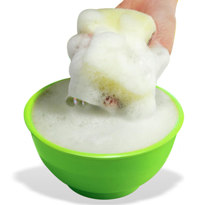 Dip the scrub-sponge in the solution & apply.